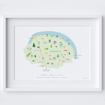 Peddars Way And Norfolk Coast Path Route Map Art Print, 2 of 3