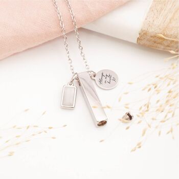 Personalised Engraved Minimalist Cremation Necklace With Birthstone, 3 of 8