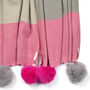Cashmere Herringbone Pink Pom Pom Scarf, thumbnail 2 of 2