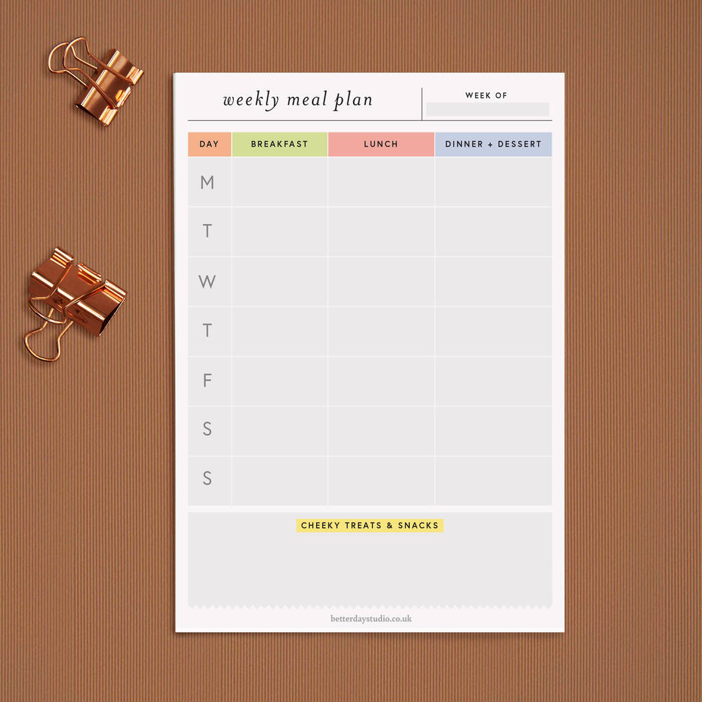 Weekly Meal Planner Notepad By Betterday Studio | notonthehighstreet.com