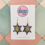 Blue And Gold Double Star Glitter Christmas Resin Earrings, thumbnail 1 of 4