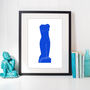 Female Figurative Torso Blue Linocut Art Print, thumbnail 6 of 6