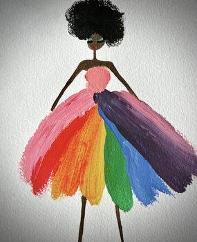Birthday Card Girl Rainbow Dress Dancer Afro Hair, 2 of 6