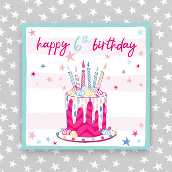 6th Birthday Card Cake Theme Boy/Girl, 2 of 2
