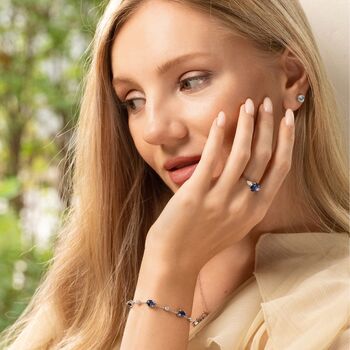 Blue Sapphire Bracelet In Sterling Silver And Gold, 11 of 12