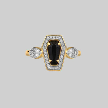 Black Onyx Coffin Ring Sterling Silver Or Gold Plated, 2 of 8