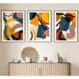 Blue And Yellow Oversized Abstract Print Set Of Three, thumbnail 2 of 12