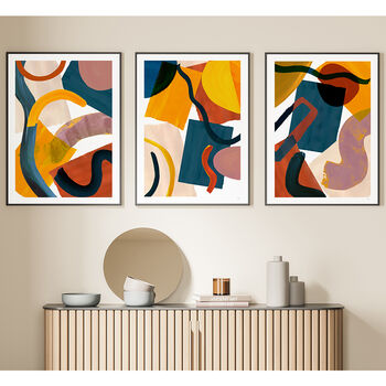 Blue And Yellow Oversized Abstract Print Set Of Three, 2 of 12