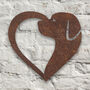 Metal Dog In Heart Wall Art Sculpture, thumbnail 1 of 1
