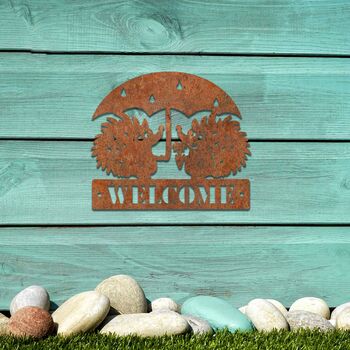 Metal Hedgehogs Welcome Sign Wall Decor Gift Idea, 10 of 10