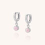 Pink Opal Gem Hoop Earring Birthstone October, thumbnail 3 of 6