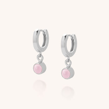 Pink Opal Gem Hoop Earring Birthstone October, 3 of 6