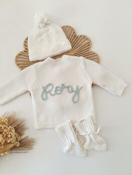 Personalised White Name Cardigan,Baby Gift, 5 of 8