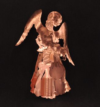 Copper Cello Playing Angel Tree Topper, 4 of 6