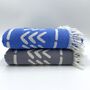 Patmos Patterned Peshtemal Towel Oyster Grey, thumbnail 8 of 10