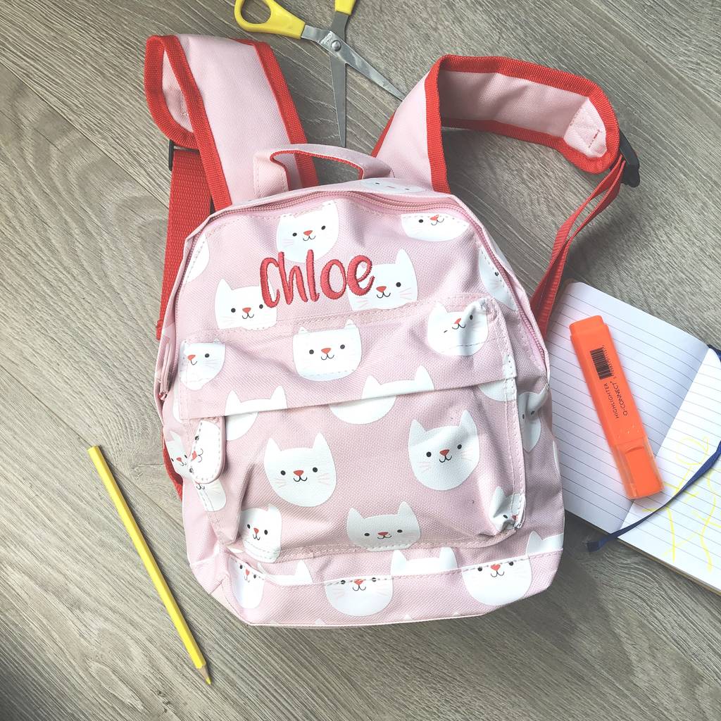 Personalised Pink Cat Kids Backpack, 1 of 3