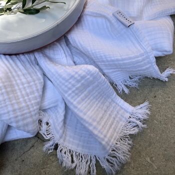 Izmir Flannel Luxury Blanket Mediterranean White, 3 of 12