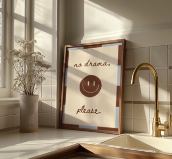 No Drama Smile Wall Art Print Colourful Home Decor, 4 of 10