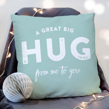A Hug From Me To You Faux Suede/Organic Cotton Cushion, 3 of 9