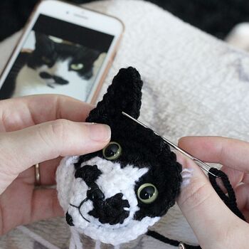 Personalised Crochet Cat Face Keyring, 6 of 12