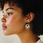 Cream And Black Stripey Circular Earrings, thumbnail 2 of 6
