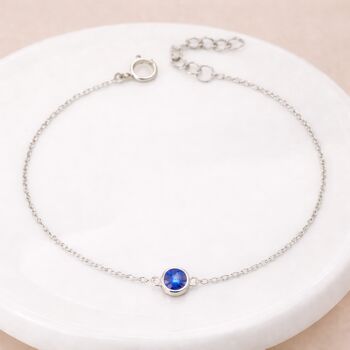Personalised Sterling Silver September Birthstone Sapphire Bracelet, 2 of 10