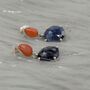 Raw Blue Sapphire, Coral Silver Earrings, thumbnail 4 of 7