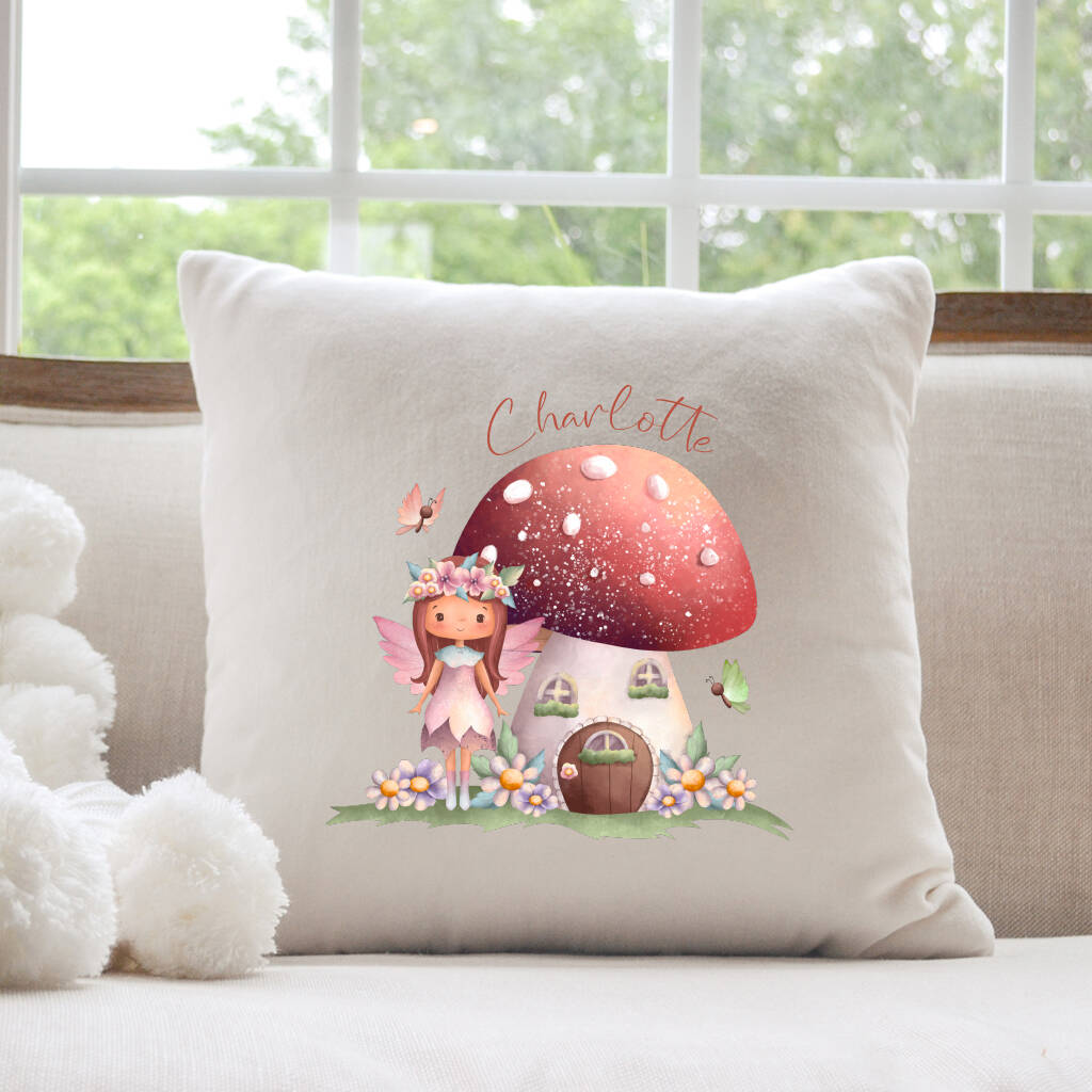 Personalised Fairy And Toadstool Cushion