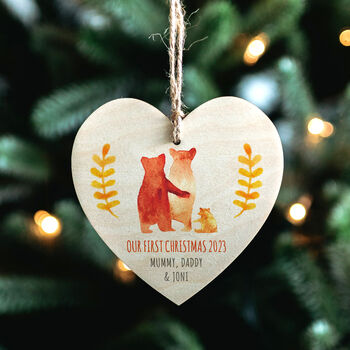 Baby's First Christmas Bear Family Heart Decoration, 2 of 3