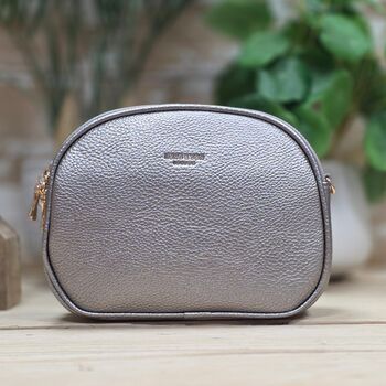 Triple Zip Cross Body Bag In Silver Grey, 2 of 4
