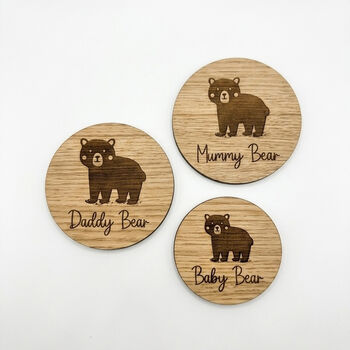 Bear Family Wooden Coasters Gift Set, 6 of 6