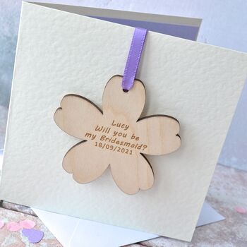 Personalised Bridesmaid Wooden Decoration Card, 2 of 2