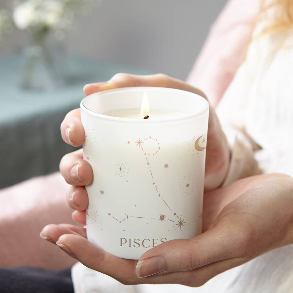 Pisces Star Sign Gift Zodiac Glow Through Candle By Kindred Fires