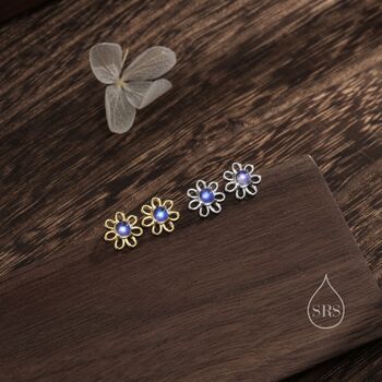 Moonstone Daisy Flower Stud Earrings, 4 of 10