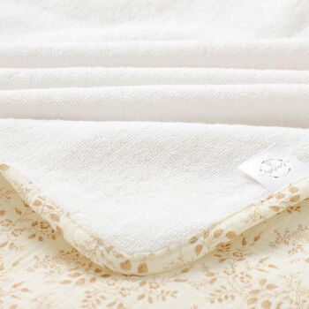 Neutral Floral Organic Cotton Muslin Hooded Baby Towel, 5 of 5