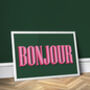 Bonjour, Colourful Hall Wall Print, thumbnail 2 of 5