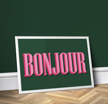 Bonjour, Colourful Hall Wall Print, 2 of 5