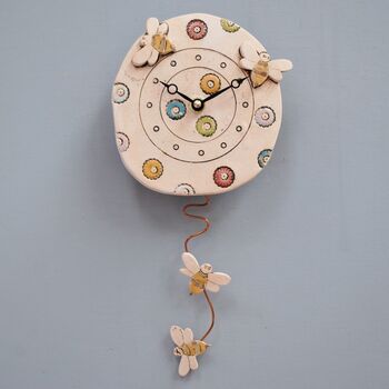 Bumblebee Wall Clock With Bee Pendulum, 6 of 8