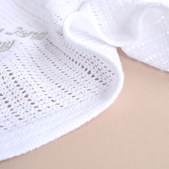 Personalised Cellular Cotton Blanket For Christening, 2 of 8