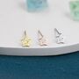 Sterling Silver Tiny Little Open Star Cutout Stud Earrings, thumbnail 7 of 12