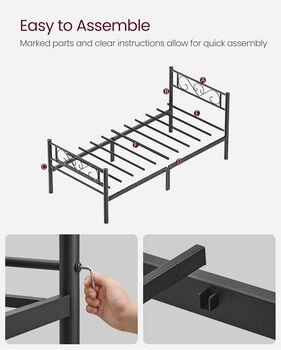 Metal Single Bed Frame For Small Spaces Easy Assembly, 6 of 9