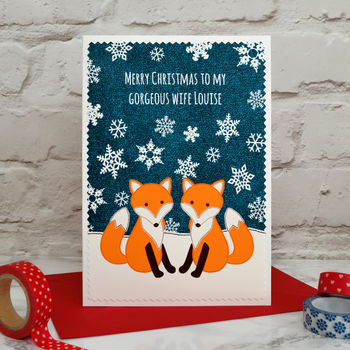 'Foxes' Personalised Couple Christmas Card, 3 of 4