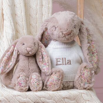 Personalised Blossom Beige Bunny Soft Toy, 2 of 5