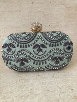 Mint Green Handcrafted Oval Clutch Bag, 5 of 5