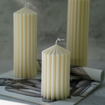 Scented Ribbed Pillar Candle, 2 of 4
