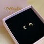 14k Solid Gold Opal Moon Stud Earrings, thumbnail 1 of 5
