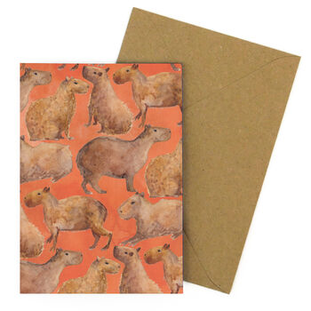 Chill Of Capybaras Print Greetings Card, 2 of 8