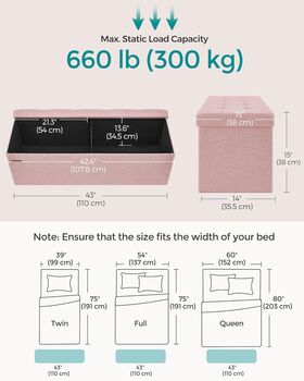 Spacious Foldable Storage Bench Cube Ottoman, 2 of 11