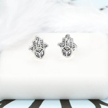 Sterling Silver And Gold Tiny Hamsa Hand Stud Pack, 3 of 4