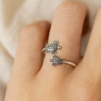 Sterling Silver Adjustable Turtle Ring, 4 of 7